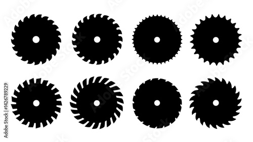 Set of circular saw silhouette vector on white background