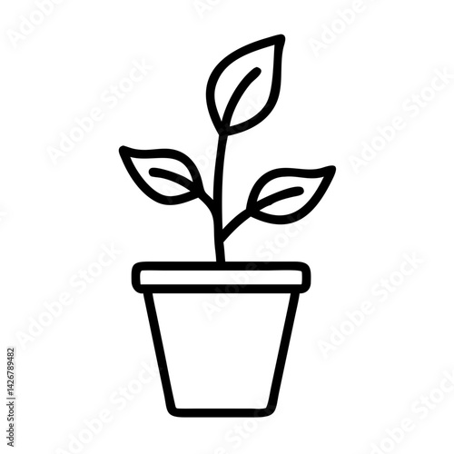 Potted Plant for Environmental Studies Icon Design