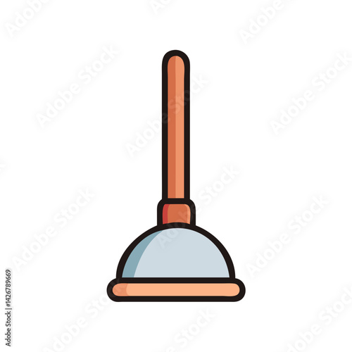 Plunger with Wooden Handle Tool Icon Design