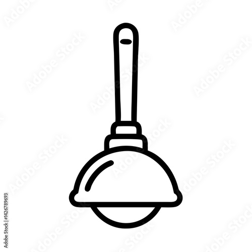 Plunger with Wooden Handle Tool Icon Design