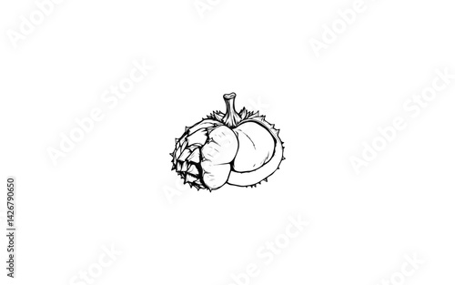 American Chestnut Fruit  AI-Rendered Spiky Exterior with Smooth Nut Interior