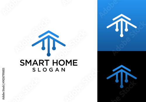 modern technology house logo design vector