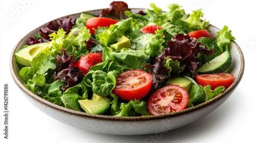 Wallpaper Mural A young woman preparing a healthy salad with leafy greens, tomatoes, and avocado, in a bright kitchen, isolated on a pure white background, realistic lighting and shadow, ideal for cut-out and Torontodigital.ca