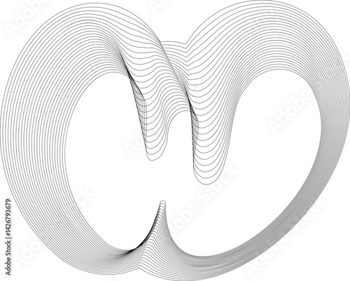 W-shaped arch frame featuring a dripping outline composed of layered blend lines and an open structured core.