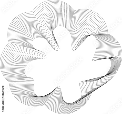 Frame inspired by an amoeba-like shape with flowing edge lines and layered curves enclosing an organic hollow.