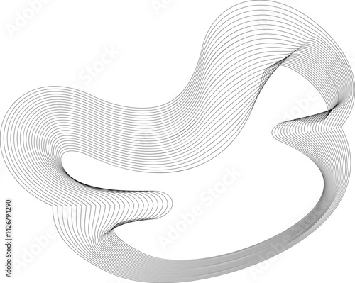 Trace-like fluid shape with internal parallel lines shaping a unique organic frame.