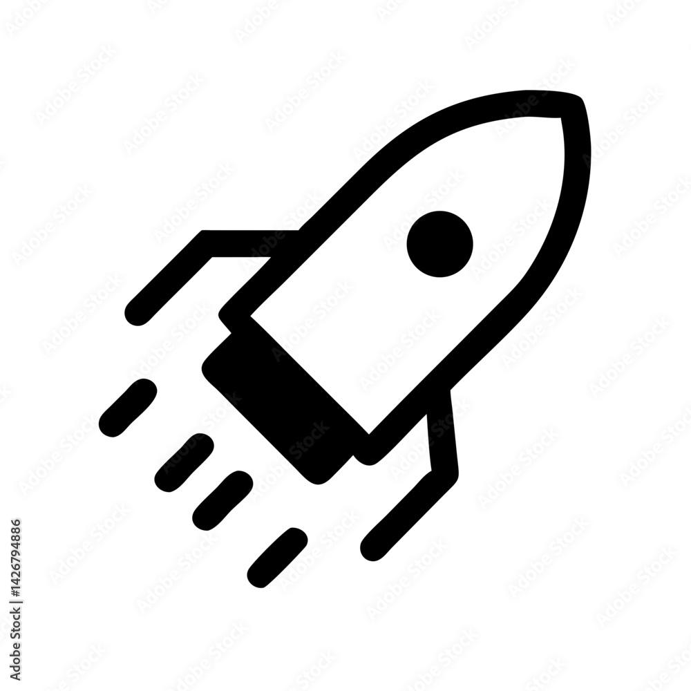 Rocket Capsule in Motion Icon Design
