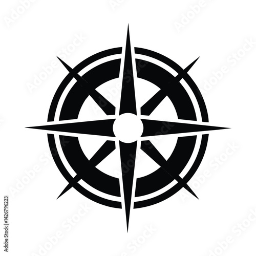 Compass Rose Icon Silhouette Vector Illustration