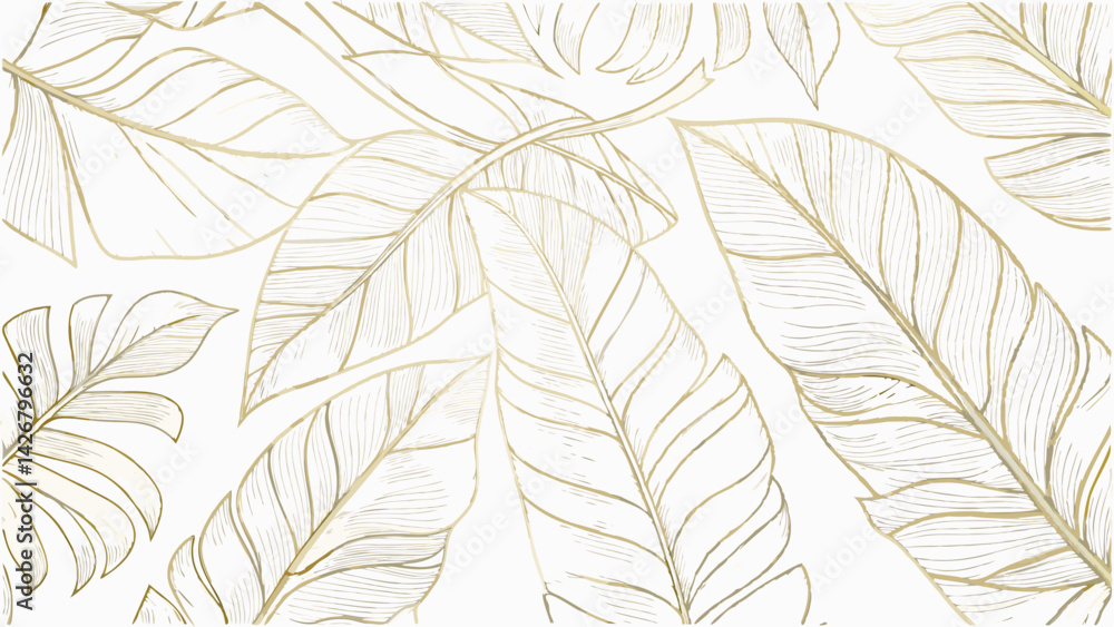 vector leaf pattern gold line art background art (2).eps vector leaf pattern gold line art background art (2).eps