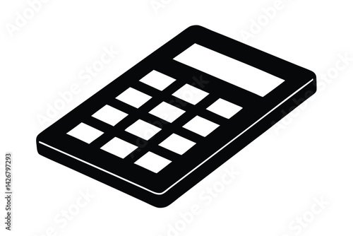 Isometric illustration of a basic calculator for mathematical calculations and accounting
