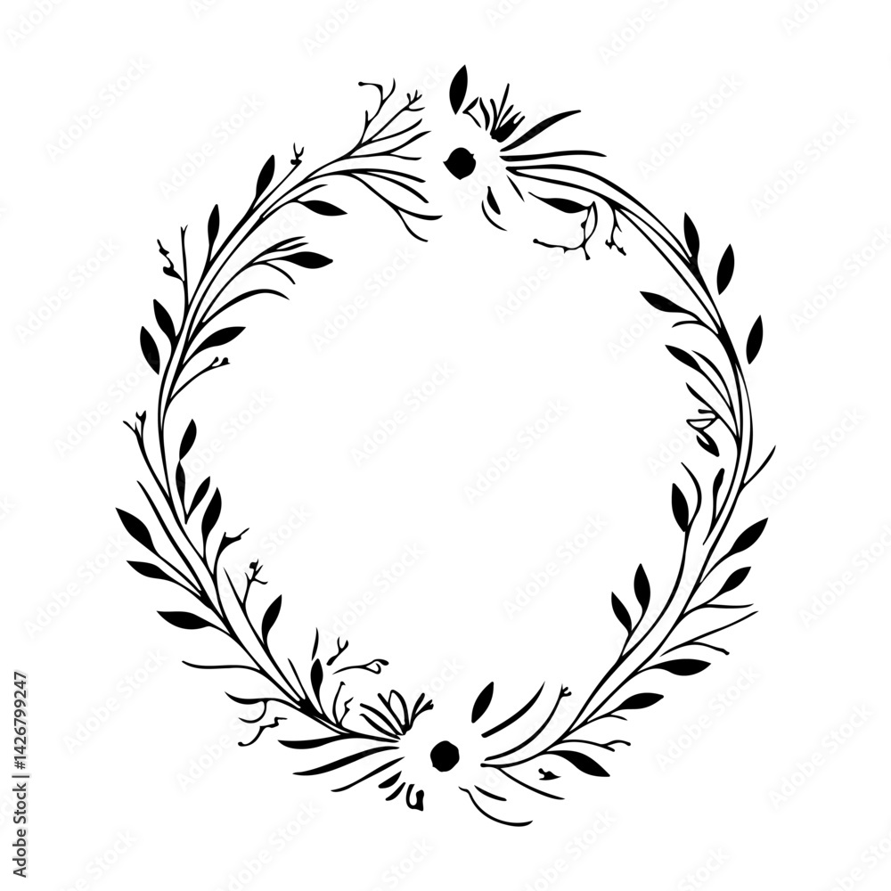 Obraz premium Botanical Frame Illustration with Minimalist Design