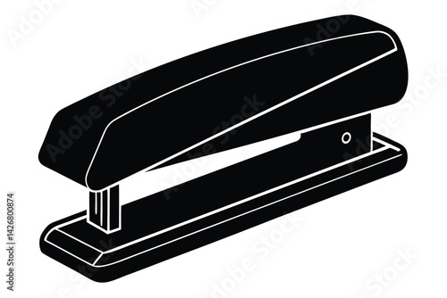 Black and white illustration of a desktop stapler for office use