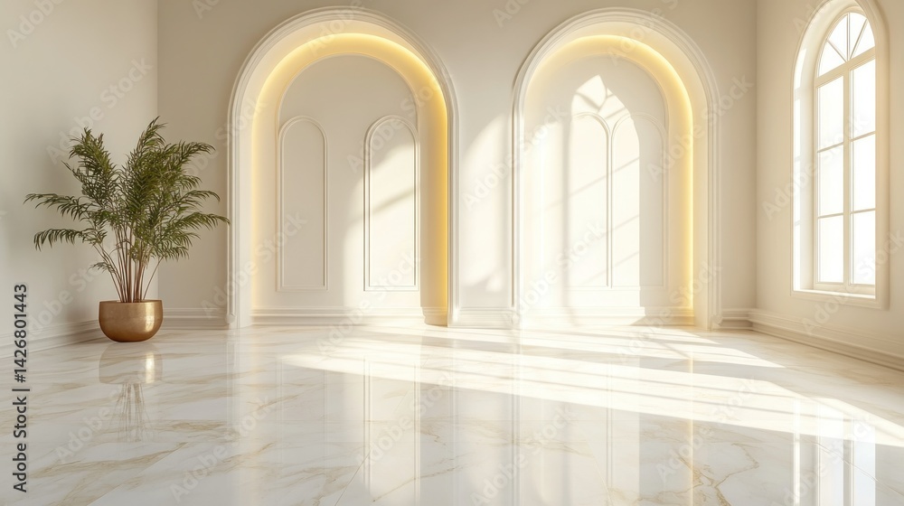 Elegant, sunlit, arched interior Elegant, sunlit, arched interior