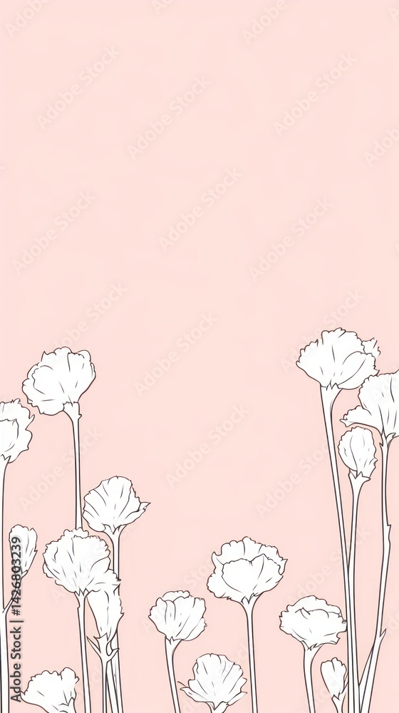 Fototapeta premium Stroke painting white Carnations pattern illustrated graphics.