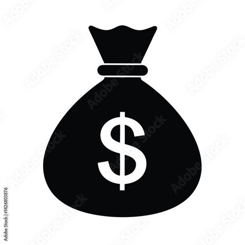Money Bag Stencil Icon Silhouette Vector Illustration