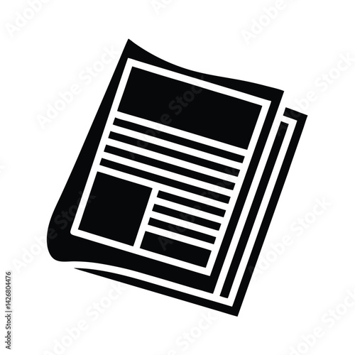 Newspaper Icon Silhouette Vector Illustration