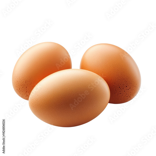 Three Brown Eggs Close Up