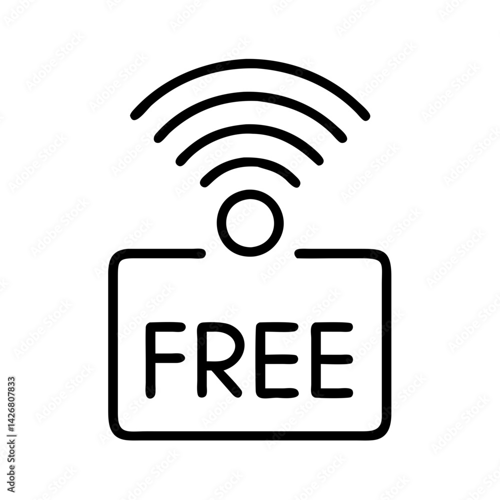 Free wifi hotspot zone wireless internet access connection signal network available public area icon Free wifi hotspot zone wireless internet access connection signal network available public area icon