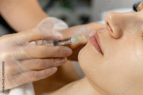 Lips injection. Beauty standard. Beauty injection. Lip filler injections. Fillers. Lip augmentation. Beautiful Perfect Lips. Sexy Mouth close-up