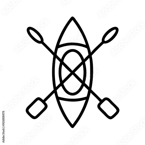 Illustration of kayak canoe with paddles for water sports adventure and outdoor recreation activity design