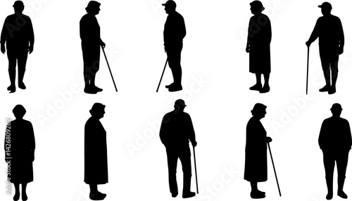 elderly silhouettes, vector set of elderly silhouettes
