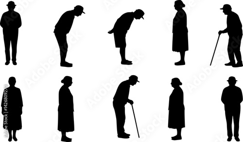 elderly silhouettes, vector set of elderly silhouettes
