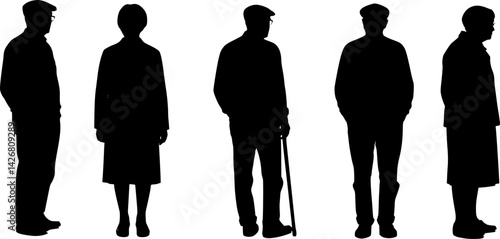 elderly silhouettes, vector set of elderly silhouettes
