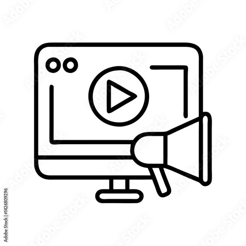 Free Download Video marketing promotion on computer screen with megaphone for online advertisement and digital content - GFXLoad