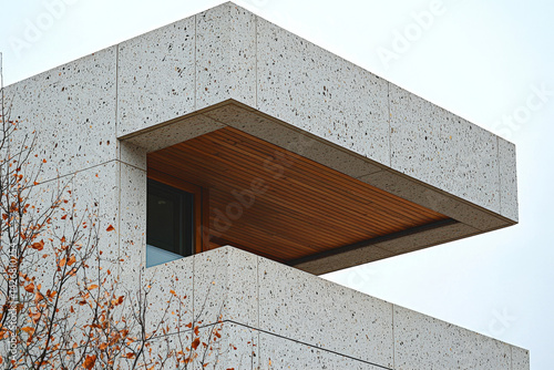 Obraz na płótnie Modern building with terrazzo facade. Concept of minimalism and modern brutalism in residential architecture w salonie