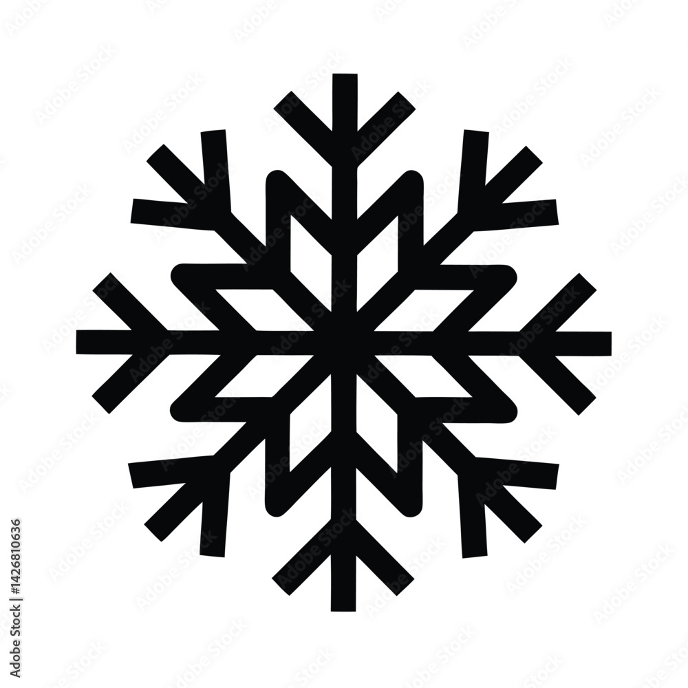 Snowflake Stencil Icon Silhouette Vector Illustration Snowflake Stencil Icon Silhouette Vector Illustration