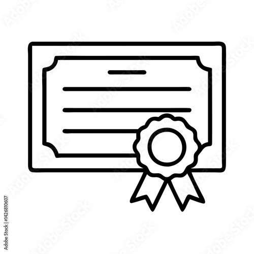 Certificate diploma award achievement graduation degree success education document line art icon vector