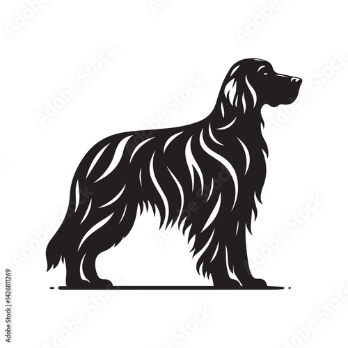 Silhouette of an Irish Setter Dog Standing Gracefully Black silhouette of Irish setter head