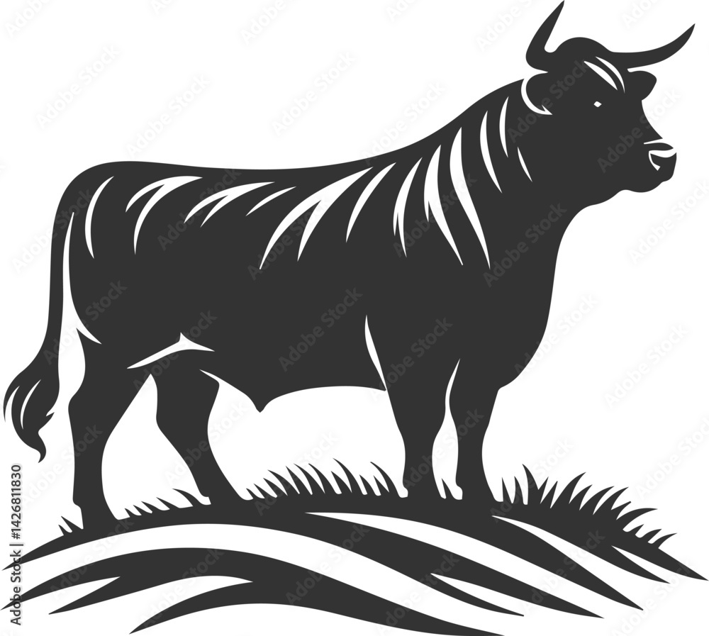 Fototapeta premium Vector silhouette of a cow