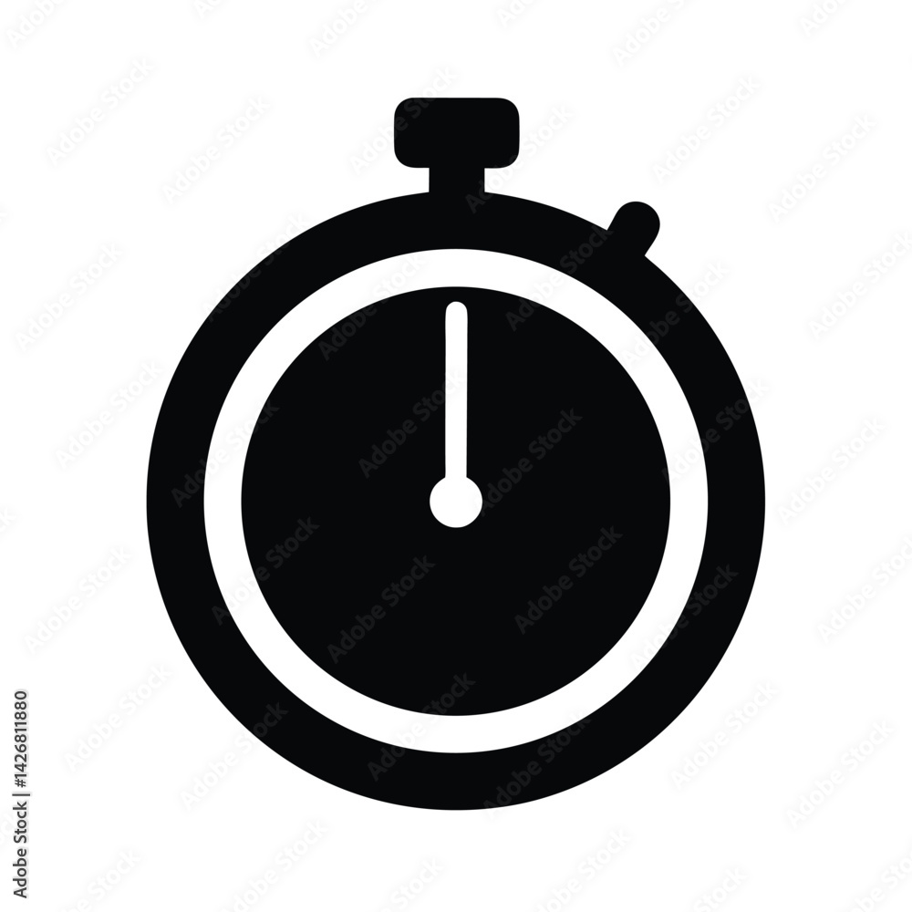 Stopwatch Icon Silhouette Vector Illustration Stopwatch Icon Silhouette Vector Illustration