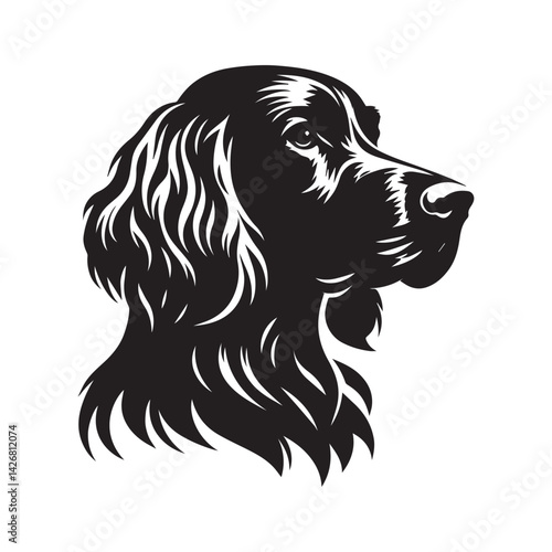 Silhouette of an Irish Setter Dog Standing Gracefully Black silhouette of Irish setter head