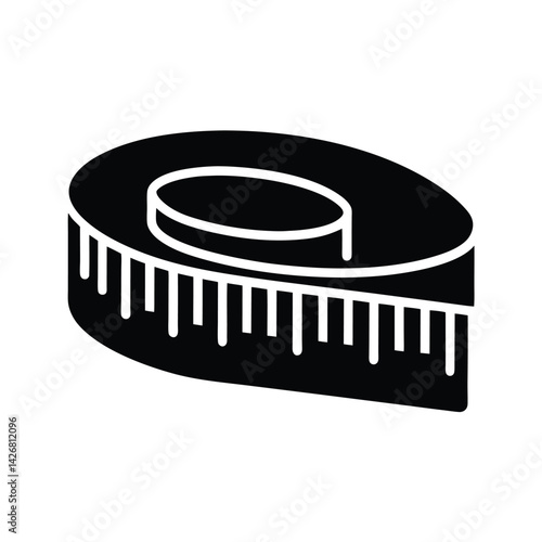 Tape Measure Stencil Icon Silhouette Vector Illustration