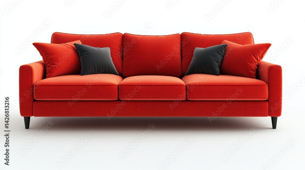 Fototapeta premium Close-up of a comfortable sofa in modern living room, isolated on white background