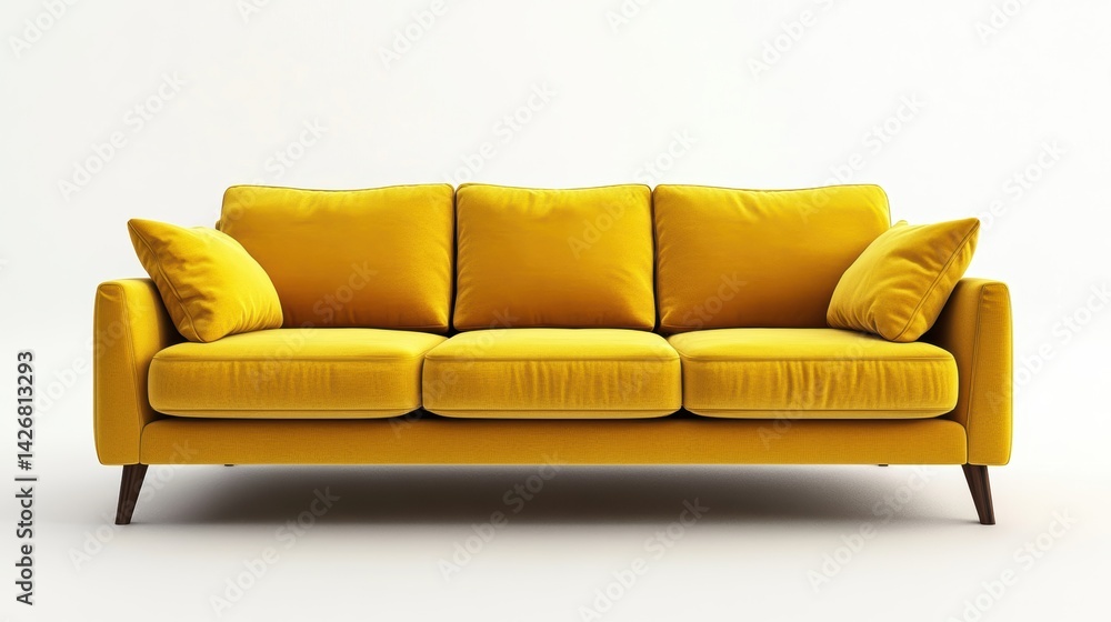 Fototapeta premium Close-up of a comfortable sofa in modern living room, isolated on white background