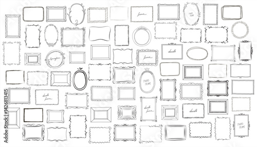 Hand drawn frames set. Cartoon style. Vector