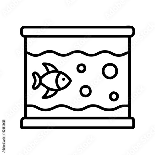 Aquarium fish tank pet aquatic water bubbles ocean sea life marine animal goldfish bowl outline icon