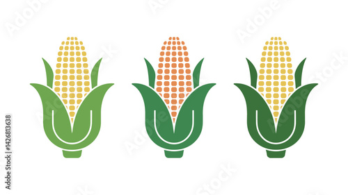 Cornucopia of Corn: a vibrant trio of fresh corn, meticulously illustrated against a seamless background, an evocative celebration of agricultural bounty and nature's generosity. 