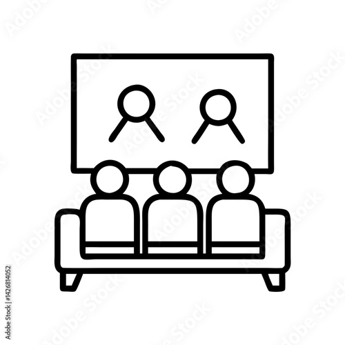 Watching movie on couch with friends vector icon watching tv with friends icon vector design