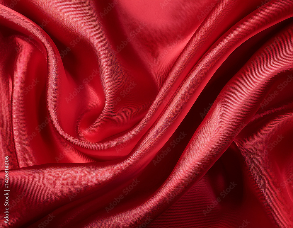 Fototapeta premium stunning clean stylish wavy mild red satin silk luxurious fabric fabric texture abstract heritage design replica area