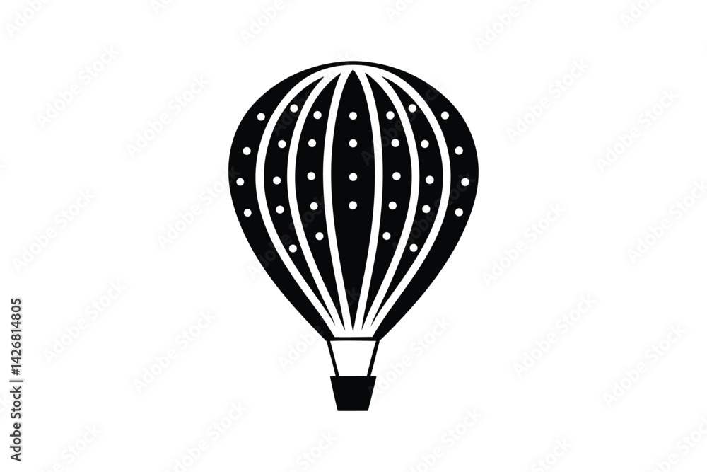 Fototapeta premium Silhouette art illustration of a hot air balloon with stars and stripes decorating its surface.eps