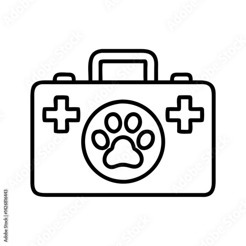 Pet first aid kit veterinary care animal health emergency medical supplies paw print cross icon