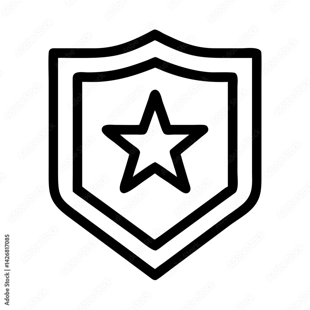 Shield with Central Star Emblem Icon Design Shield with Central Star Emblem Icon Design