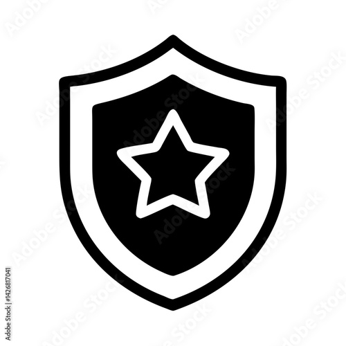 Shield with Central Star Emblem Icon Design