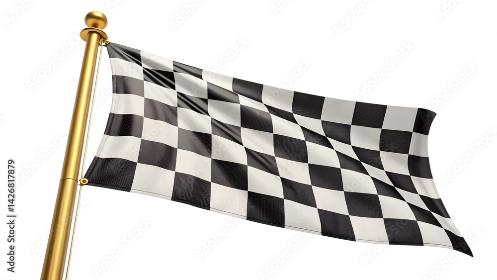 Fototapeta premium A Checkered Flag Flies Over Victory Lane