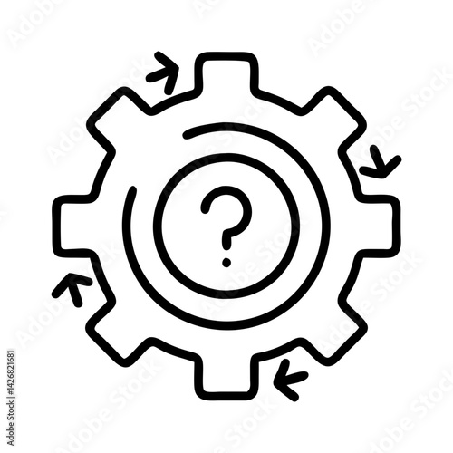 Question mark gear process flow diagram problem solving mechanism solution strategy concept design