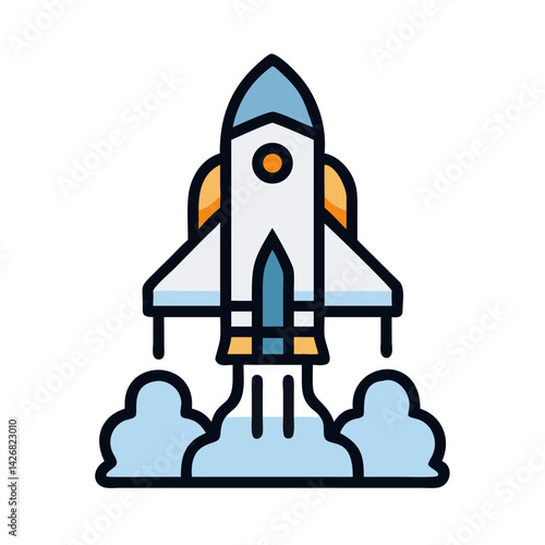 Space Shuttle Launch with Smoke Trail Icon Design